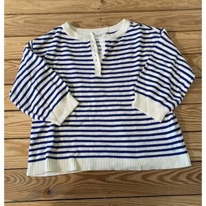 NEW Candace Cameron Bure Boatneck Half Placket Sweater Size XS Women’s Blue